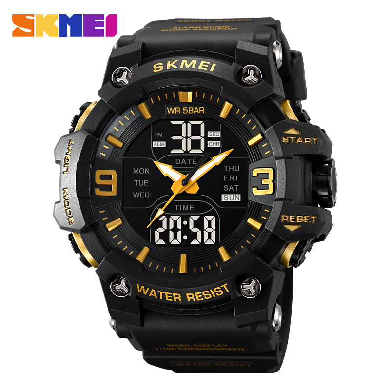 Time Beauty Student Watch Men's Dual Movement Sports Electronic Watch Alarm Clock Waterproof Luminous Multifunctional Electronic Watch