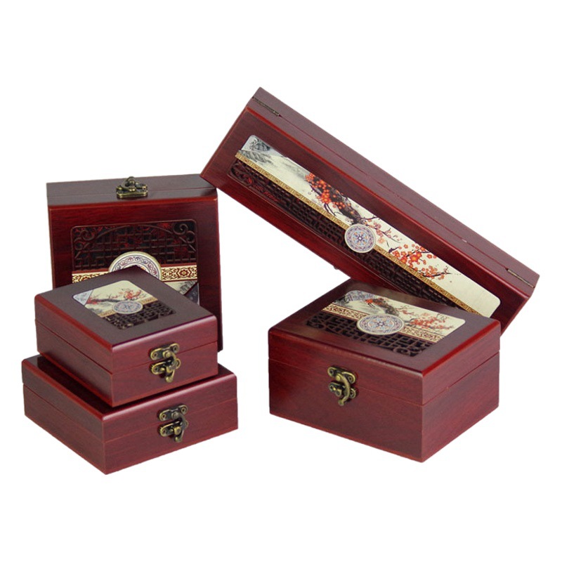 Wooden sticker jewelry jewelry box beads bracelet bracelet packing box necklace ring decoration Wenwan gift box