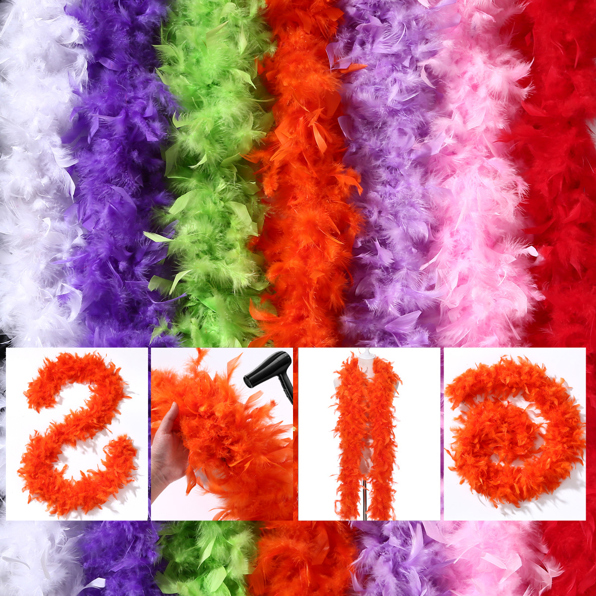 Manufacturer's Ready-Made Turkey Feather Strips, Large Feather Strips, Clothing Accessories, Feather Scarves, Wedding Decoration Bouquet Materials