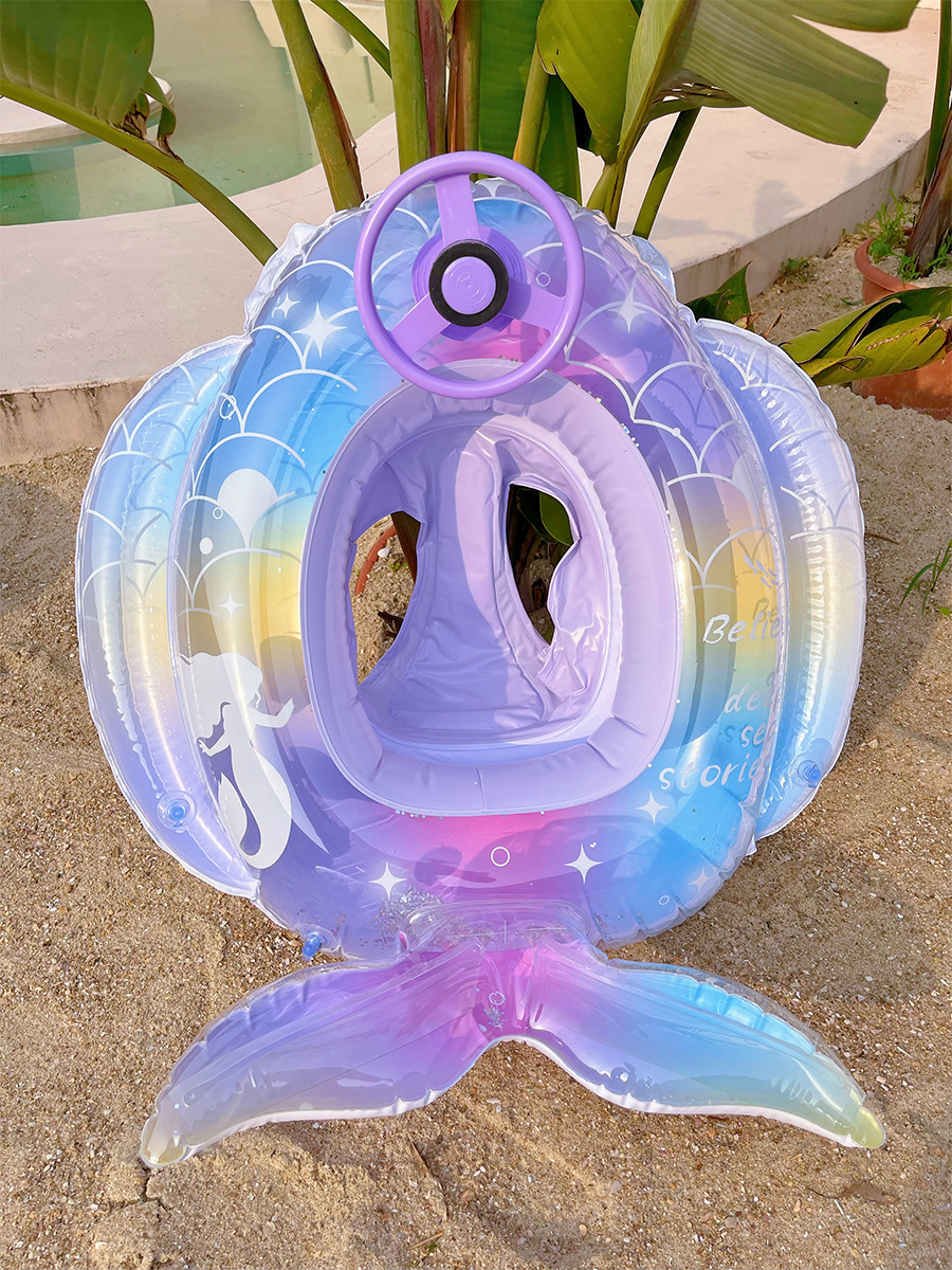 Cross-border supply of new steering wheel dream purple mermaid sponge base ring children's fish tail underarm swimming ring