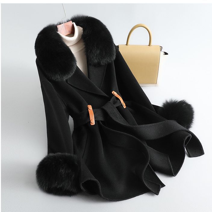 Picture of 2025 New Autumn and Winter Fox Fur Collar Gao Rui Double-Sided Cashmere Outwear Women's Mid-Length Wool Double-Sided Woolen Outwear