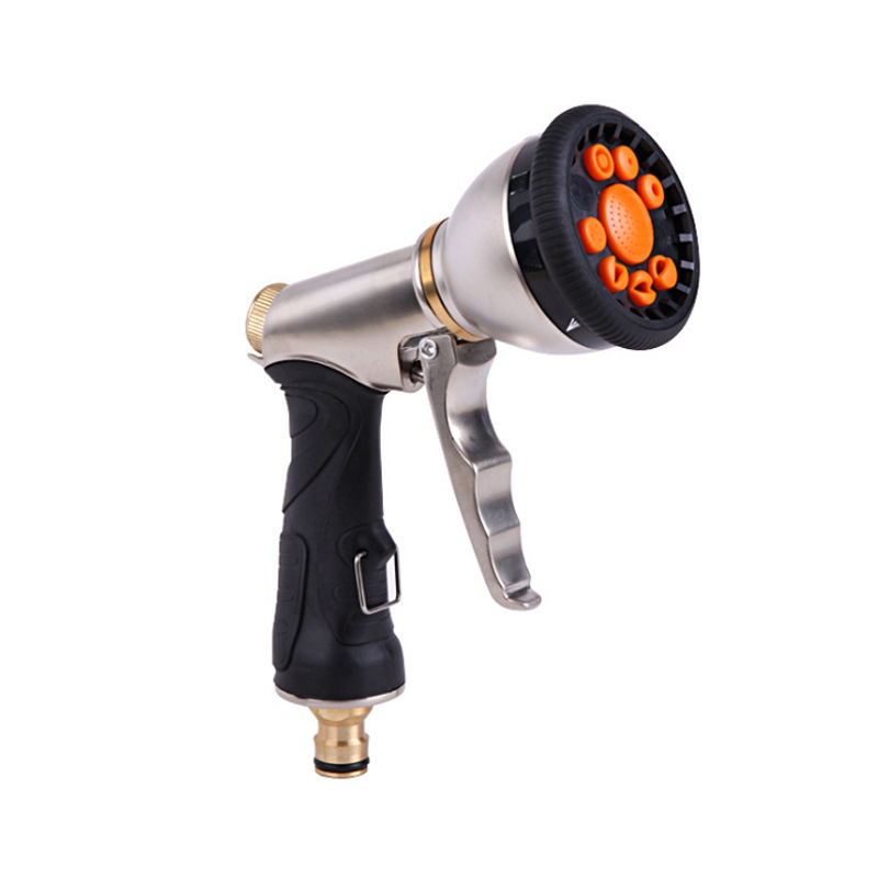 Picture of Household electroplating zinc alloy water gun multifunctional car wash water gun garden spray 9 function water gun metal water gun