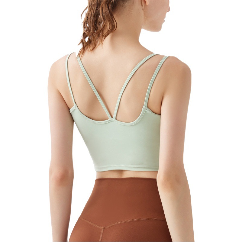 Sports underwear women's running shockproof fitness vest thin shoulder strap Pilates training integrated bra bra sling summer