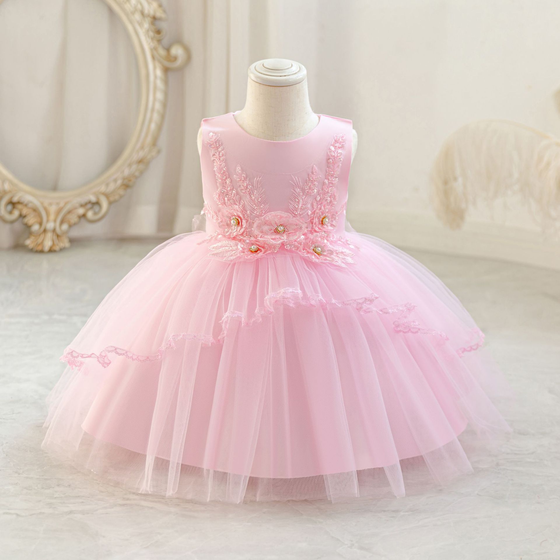 Cross-border New Female Treasure Princess Style Children's Dress One-year-old Grab Week Dress Female Baby Flower Girl dress Children's Dress