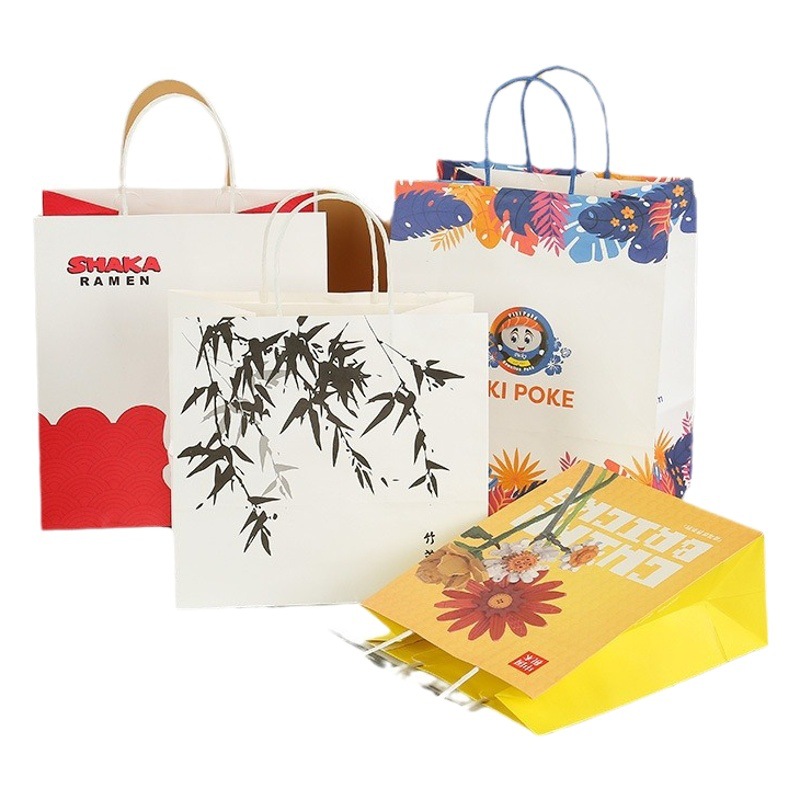 in stock Kraft Paper Bag Takeaway Bag Packing Bag Clothing Packing Holiday Gift Bag Kraft Paper Bag Customization