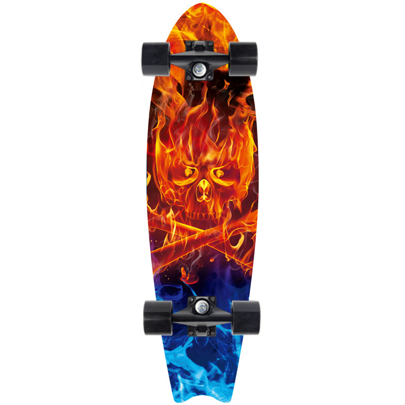Picture of 28 inch maple small fish Board children Brush Street road beginners four-wheel skateboard single rocker skateboard
