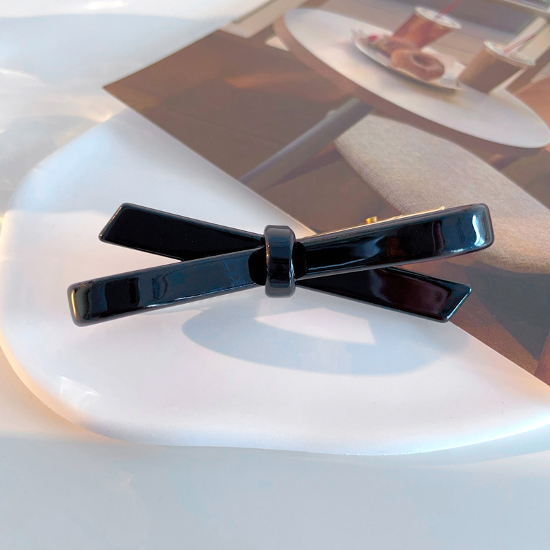 Picture of French Classic Bow Hairpin Acetic Acid Fresh Girl's Side Bangs Clip Cross Hollow Bow Tie Hairpin