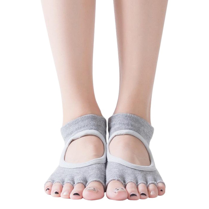 New Yoga Socks Backless Open Toe Square Slide Dispensing Yoga Socks Fitness Pilates Dance Socks for Cross Border