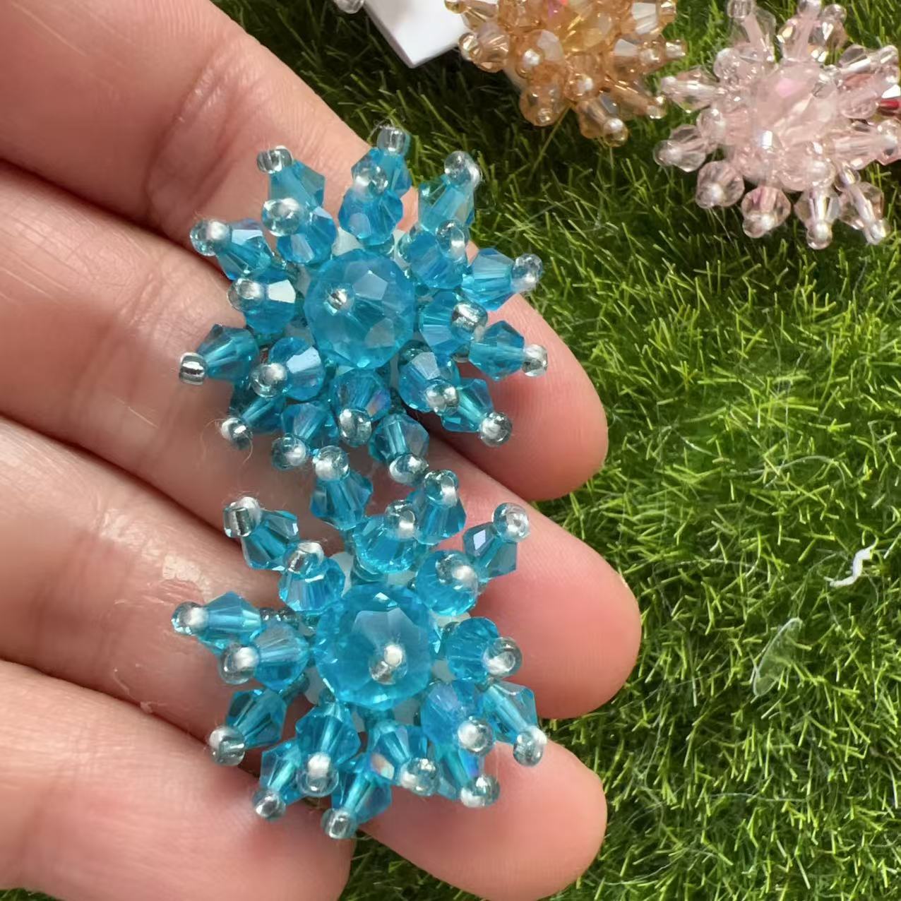 Picture of Handmade String Crystal Beads Flower Bud Accessories Clothing Shoes Flower Decoration Earrings Handmade DIY Accessories Flower Accessories Accessories