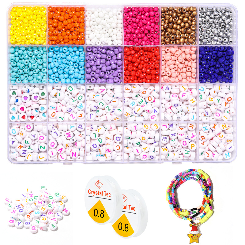 Picture of Amazon Hot Sale 24 Grid Multi Style Letter Beads Boxed Color Beads Handmade Set with Accessories diy Material