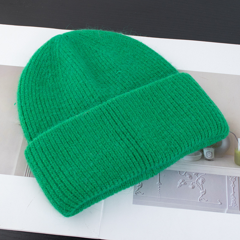 Picture of Korean Winter Knitted Hat with Large Brim for Women, Windproof Pullover Round-Top Adult Rabbit Fur Wool Hat