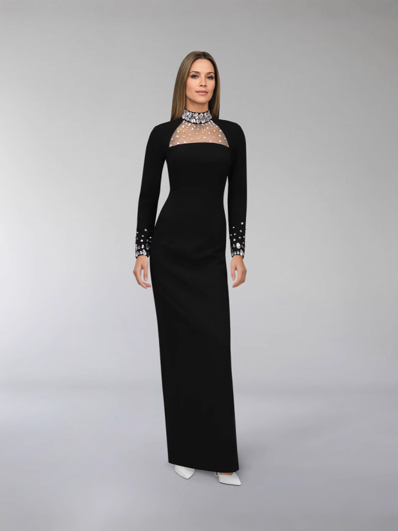 Bandage Skirt Source Factory Europe, America and Southeast Asia Foreign Trade Wholesale Socialite Heavy Industry Handmade Beaded Black Evening Dress