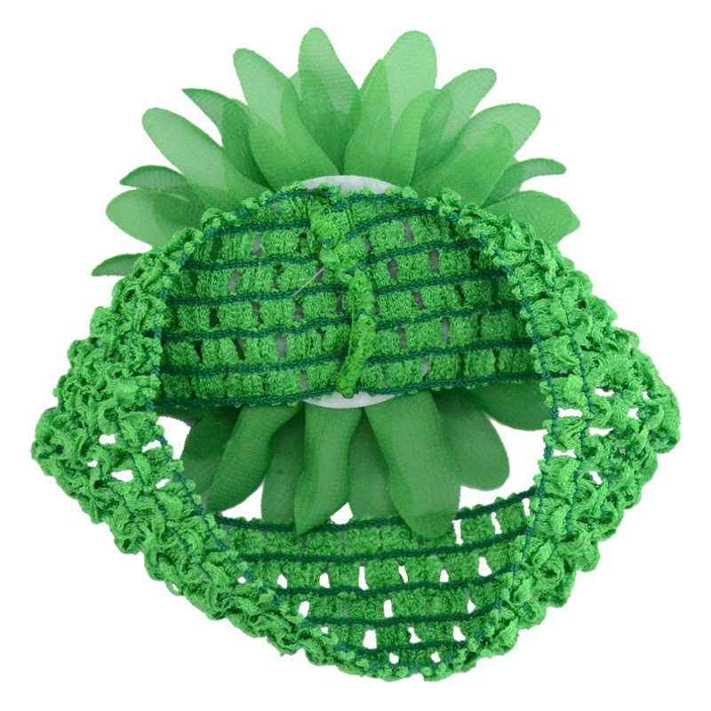 European and American Foreign Trade Hot Selling Children's Hair Band Hair Band Grid Hair Band Plus Chiffon Flower Baby Headband Baby Hair Accessories