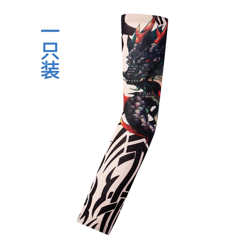 Picture of Flower Arm Tattoo Sleeve Seamless Outdoor Riding Tattoo Sunscreen Sleeve Riding Tattoo Sleeve Optional Color Cross Border