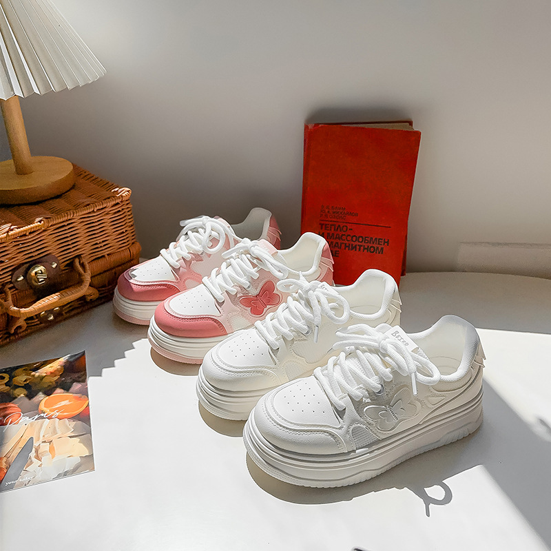 Beier Butterfly White Shoes High Color Value New Summer Breathable Thin 2024 Casual Shoes Explosions Thick Sole Shoes