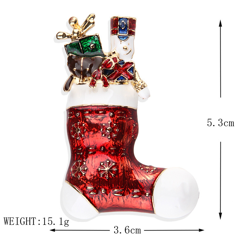 Picture of Lanhao European and American New Fashion Christmas Brooch Christmas Tree Shoes Elk Wreath Snowflake Bell Pin Women
