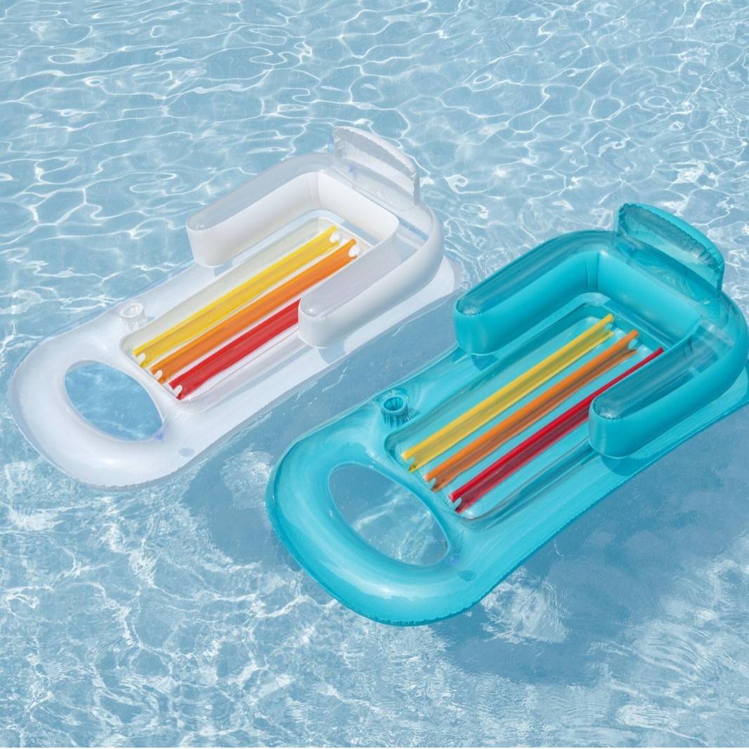 Picture of Water Inflatable Floating Row Floating Bed Queen Adult Pool Leisure Chair Floating Cushion with Backrest and Cup Holder