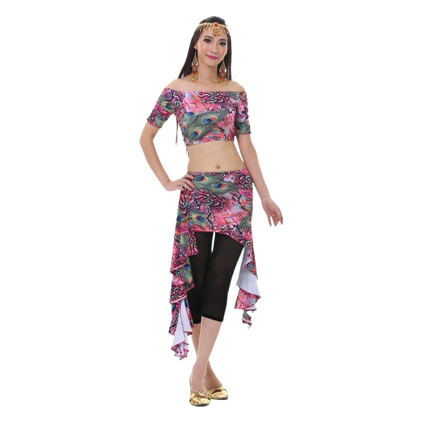 Picture of Peacock Waist Skirt suit Practice Clothes suit Belly Dance Hip Towel Belly Dance Belt Practice Clothes Waist New