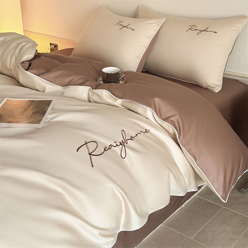 Picture of Advanced Sense 60 Light Luxury Long-staple Cotton Cotton Bed Four-piece Cotton Embroidered Quilt Cover 100 Cotton Bed Sheet Mattress 3