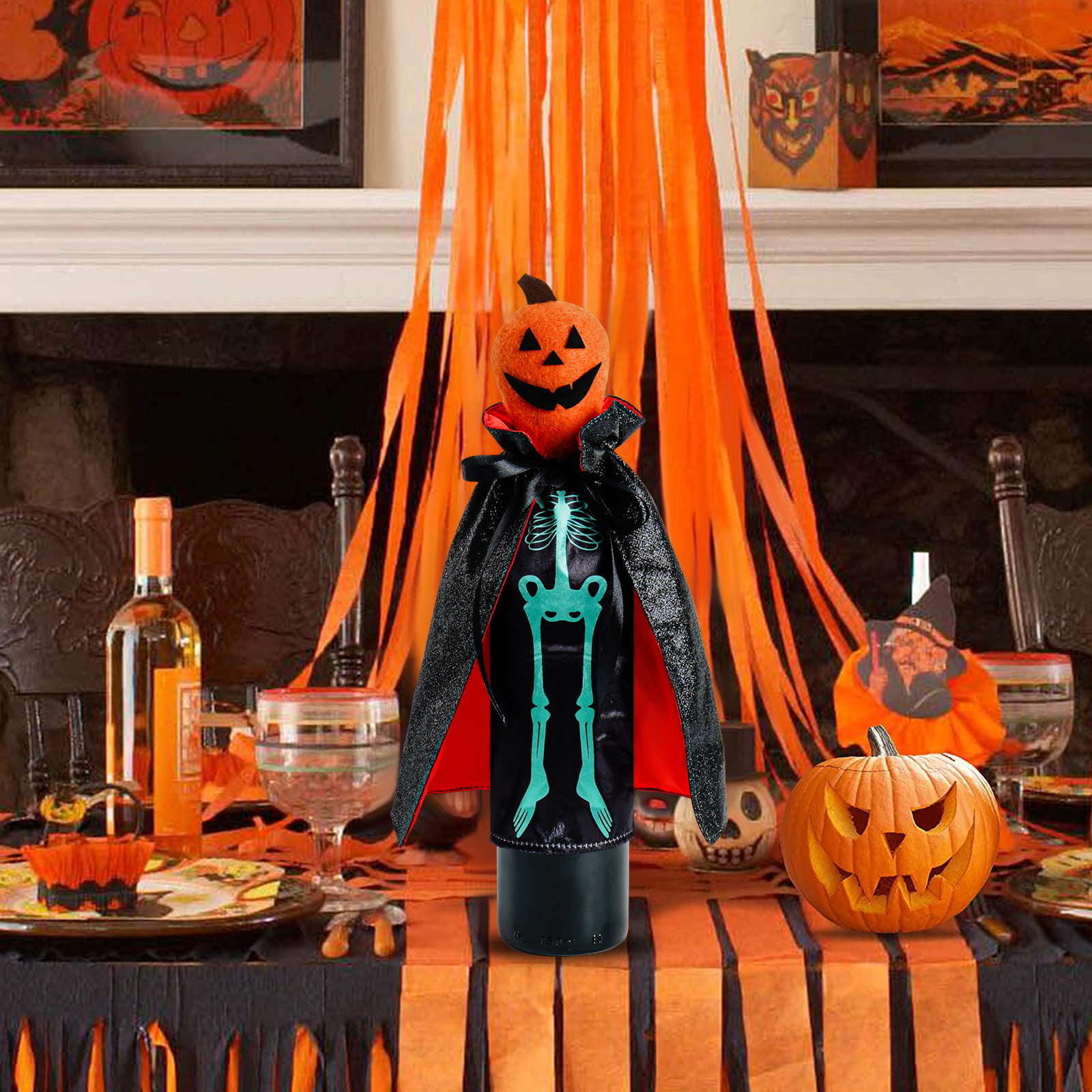 Cross-border New Halloween Wine Bottle Set Skull Pumpkin Champagne Wine Bottle Bag Table Decoration Supplies Ornaments Wholesale