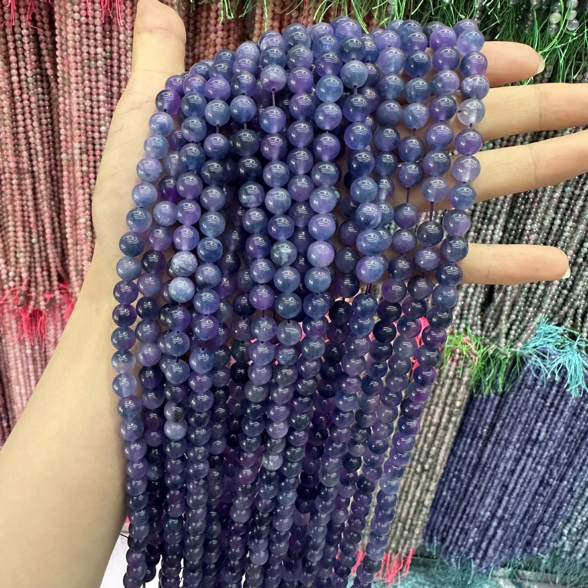 Picture of Live hot grade a chalcedony 8mm two-color round beads beads handmade diy Internet celebrity matching in stock jewelry