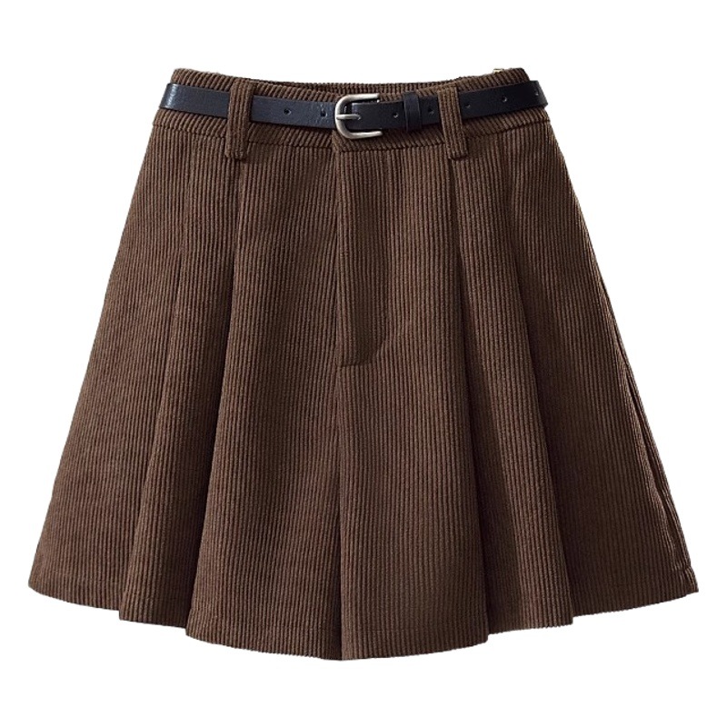 New High Waist Slim Retro Shorts Women's Autumn and Winter Corduroy Wide Leg Pants Small Loose Korean Style Outer Wearing Boots Pants