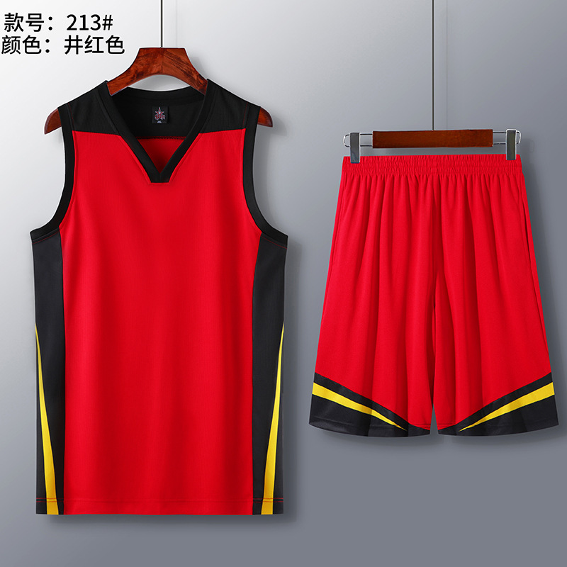 Picture of Summer new dry breathable outdoor sports training V-neck contrast basketball suit strength manufacturers wholesale printing