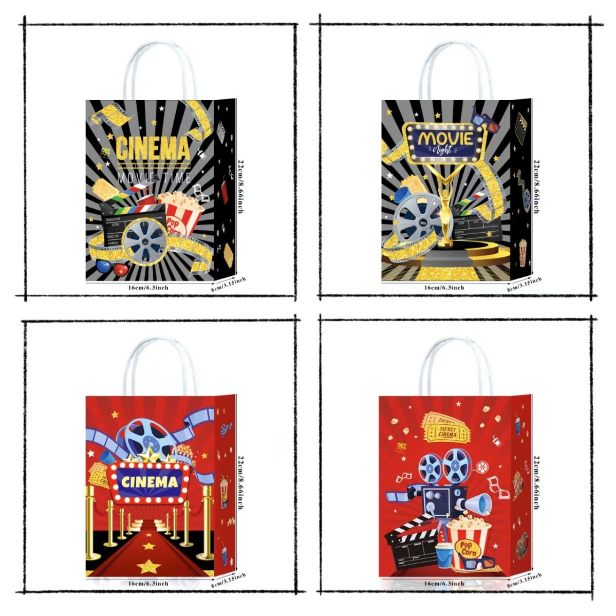 Manufacturer's New Amazon Movie Black and Red Movie Kraft Paper Bag Paper Bag Handbag Gift Bag Universal Paper Bag Customization