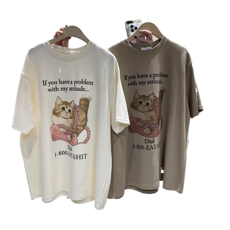 Picture of 2025 New Summer Pure Cotton Short-Sleeved T-Shirt for Women Korean Style Loose Half-Sleeved Pullover Round Neck Top 23026