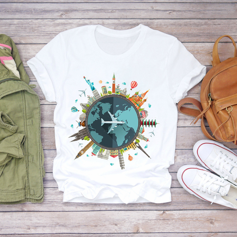[Send on the same day] cross-border Women's watercolor fashion pattern summer printed fashionable cute women's T-shirt casual