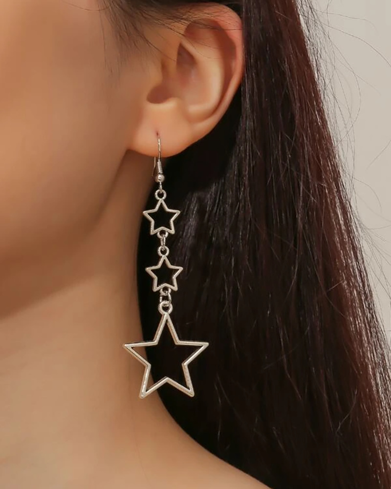 Europe and the United States cross-border new fashion hollow five-pointed star earrings women wish personality small fresh Jewelry earrings