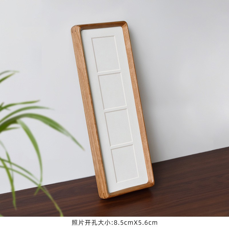 Picture of Solid Wood Photo Frame with Mortise and Tenon Joints, Long Strips with Rounded Corners and Beveled Edges, Combination Wedding Couple Desktop Creative Display Stand Wholesale Wedding Picture Frame