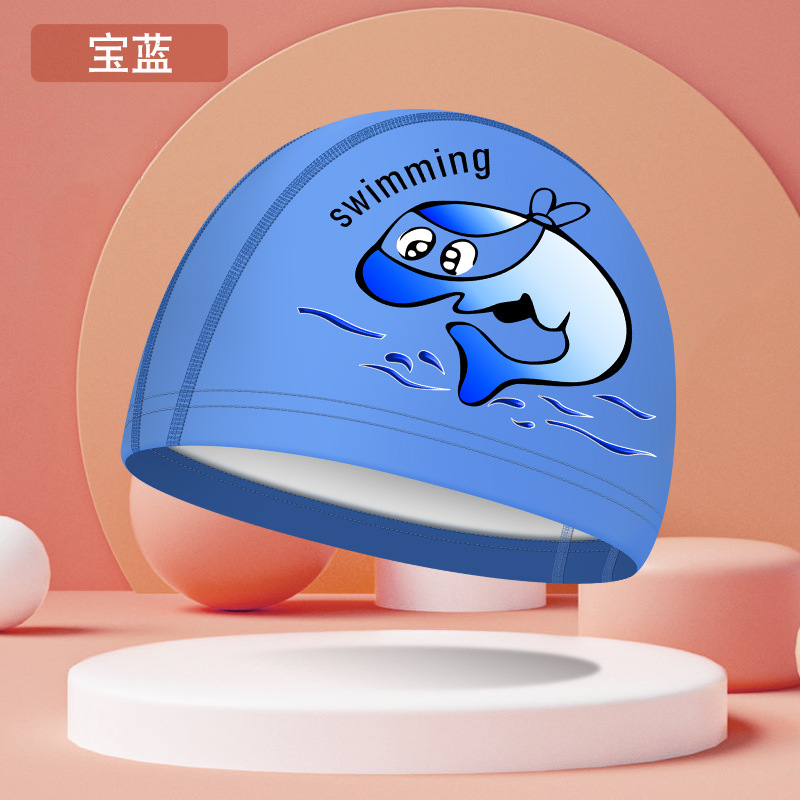 Picture of Children's swimming cap boys and girls waterproof head professional pu swimming cap cartoon pattern baby swimming cap wholesale