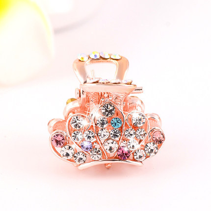 Picture of New small size Grab Clip Hair Clip Hair Clip Adult Bangs Hair Clip Children Top Clip Electroplated Rhinestone Elegant Hair Accessories Headdress