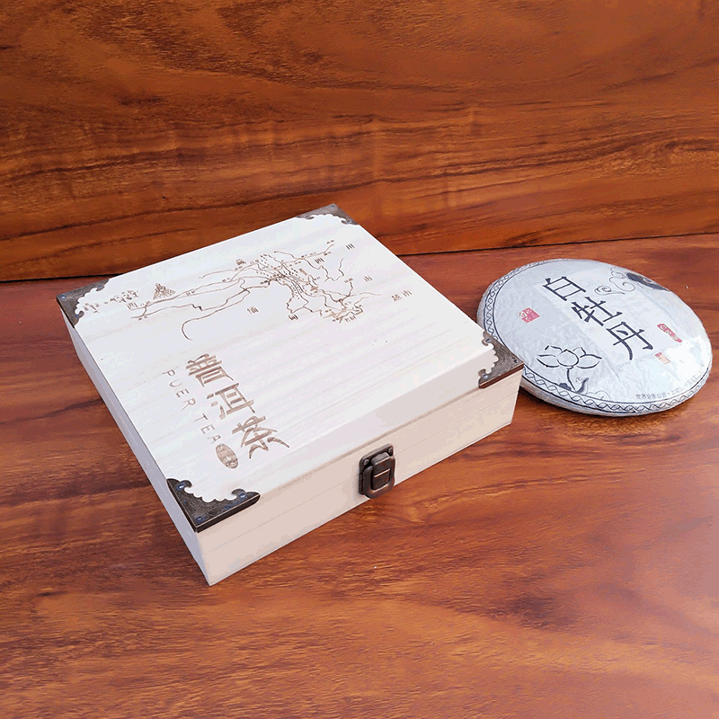 Picture of Wooden Pu'er Tea Box Creative Gift Box Fuding White Tea Cake Wooden Box Tea Packaging Wooden Box Tea Cake Wooden Box