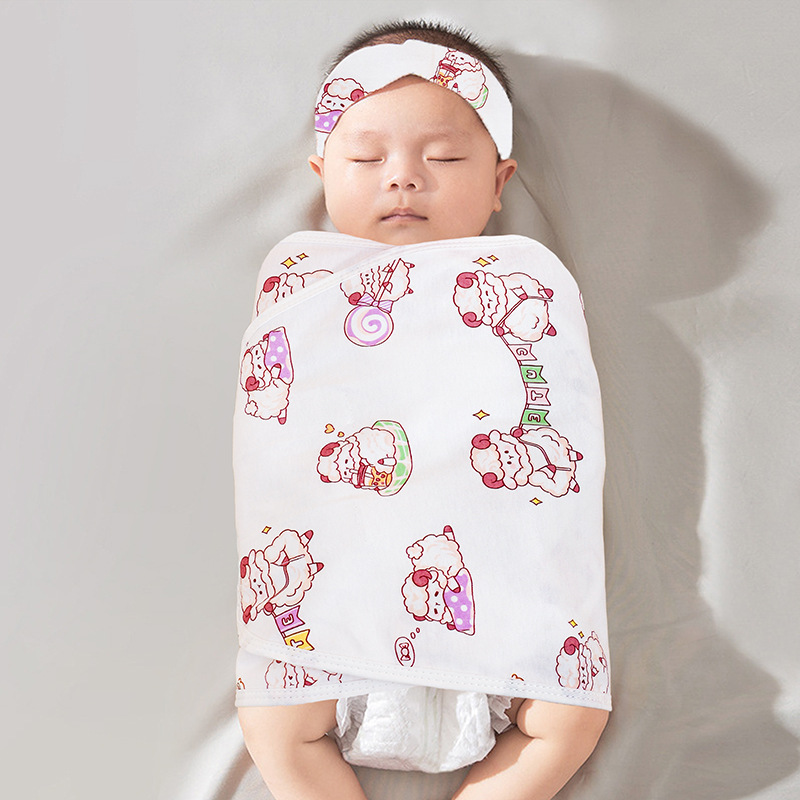 Picture of Baby Anti-Scare Sleeping Bag Spring Autumn and Winter Pure Cotton Newborn Baby Swaddling Towel Wrapping Towel Anti-Scare Sleeping Bag Artifact