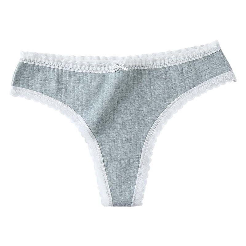 Colorful Cotton Women's Thong Panties, Mulberry Silk Antibacterial Underwear, Sexy Lace Seamless Plus-Size T-Back Fashion