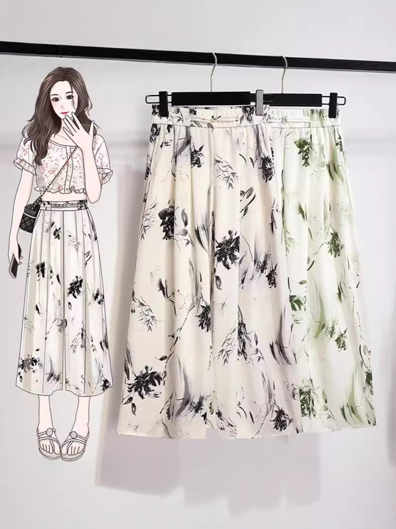 Ice Silk Culottes Women's High Waist Autumn 2024 New Arrival Loose Casual Dipped Slim-fit Short Seventy Wide-leg Pants