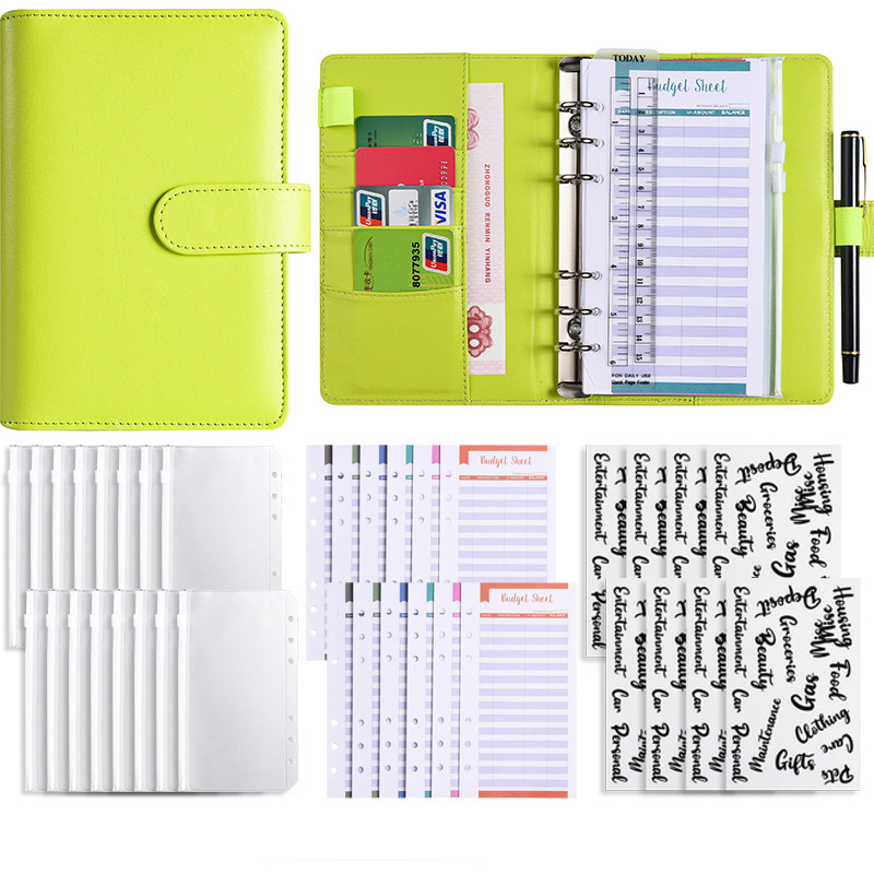 Picture of A6 Binder Cross-Border Creative Notebook Wholesale Zipper Bag Macaron Pu Leather Cash Budget Notebook
