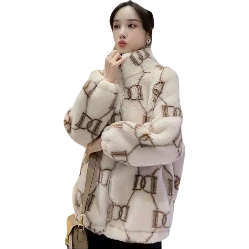 Lamb wool coat for women 2023 new Korean style outdoor wear winter loose all-matching cotton and thickening cashmere fashion coat
