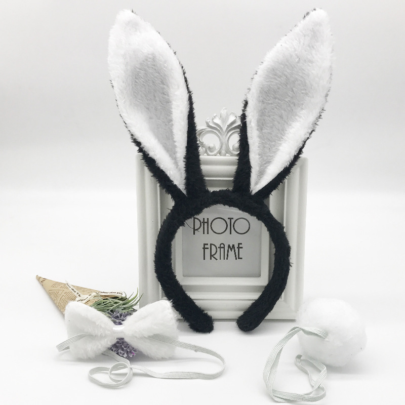 Picture of Cross-border Easter Plush Sequin Rabbit Headband Three-piece Set Ears Headband Bow Ties Children's Festival Performance Road