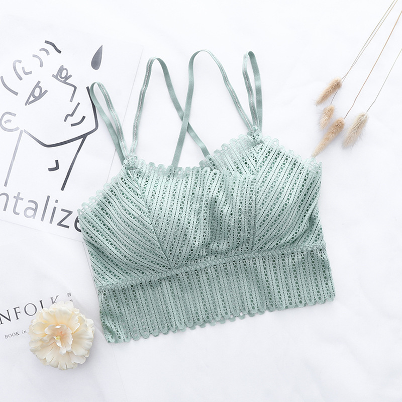 Picture of 2021 Lace Hollow-Out Strapless Sexy Camisole with Built-In Bra, Back Cross Anti-Exposure Underwear, Beautiful Back Tube Top for Commuting