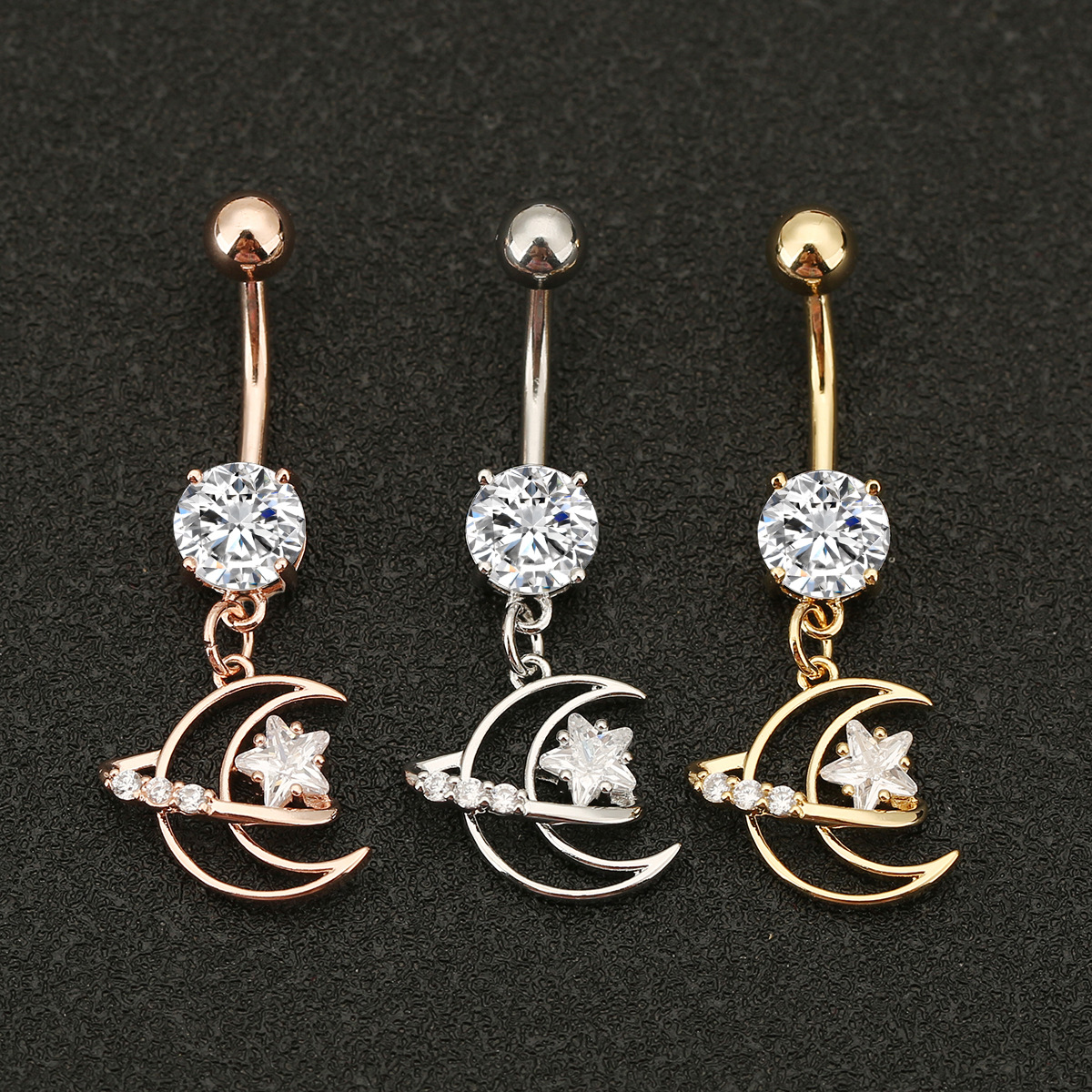 Belly ring star moon tassel zircon navel ring human body piercing navel buckle jewelry fashion navel nail