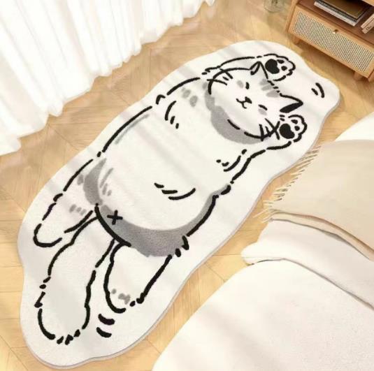 Picture of Cute Cartoon Cat Cashmere Carpet Ins Princess Bedroom Bedside Blanket Cushioned Cat Sense Balcony Bay Window Mat for Hair