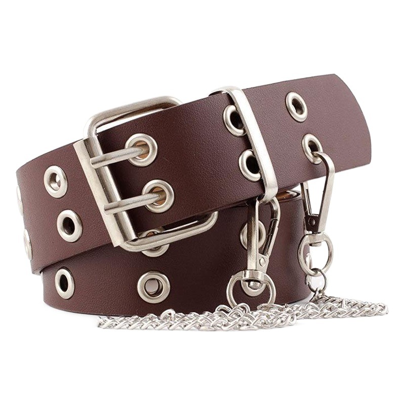 Hot selling European and American popular fashion belt fashion double row Air eye chain terms Korean style punk style ladies belt