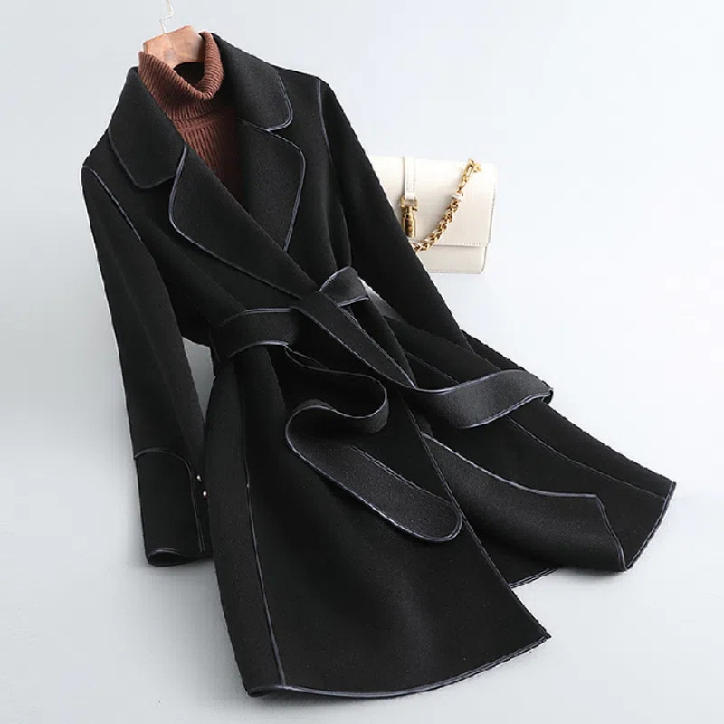 Picture of High-end Korean-style Woolen Coat Women's 2024 Autumn and Winter New Western-style Age-reducing Mid-length Double-sided Woolen Coat Women's Trendy