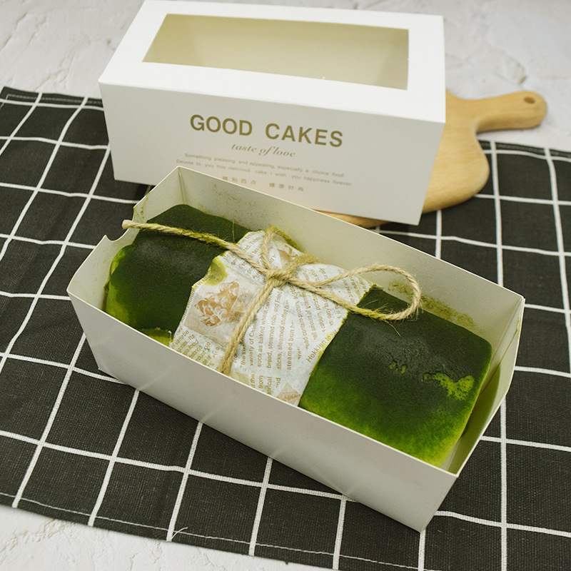 Baking Internet Celebrity Towel Roll Cake Packaging Box Cake Roll Swiss Roll Box Transparent Strip Packaging Drawer Carton