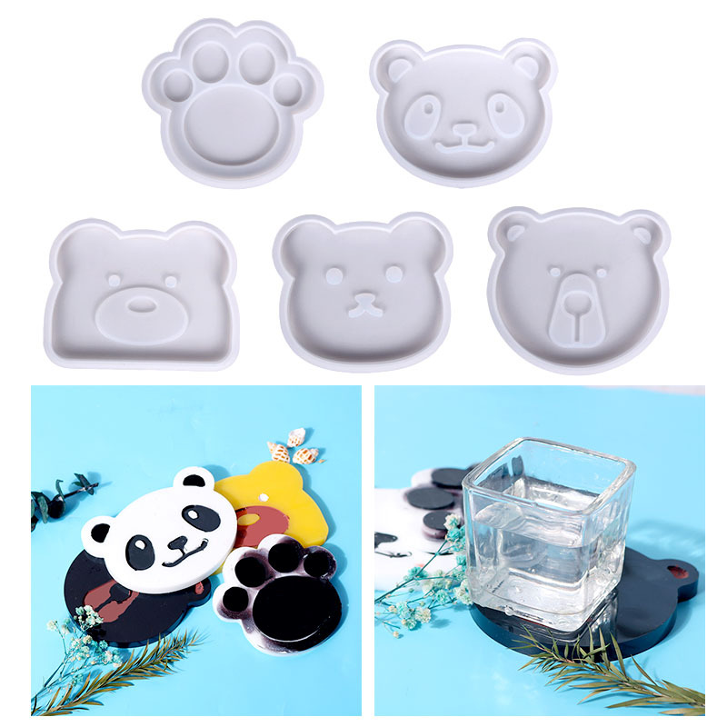Glory drop glue mold 5 bear coaster silicone mold diy Amazon jewelry best selling cat's paw