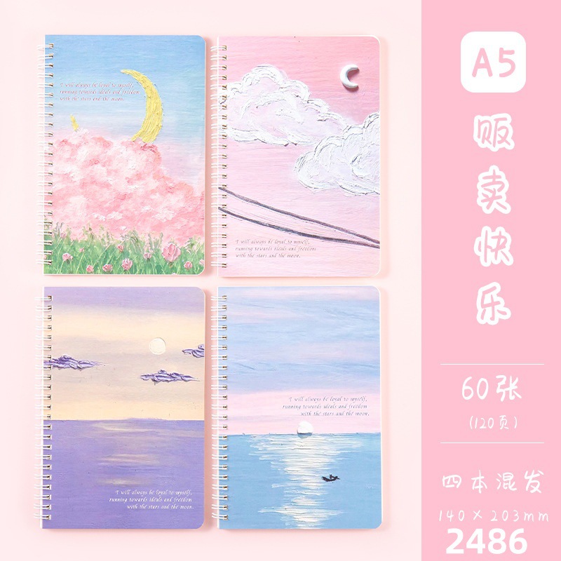 Picture of Cute high-value small fresh flower coil notebook notebook horizontal line inner page student notepad wholesale