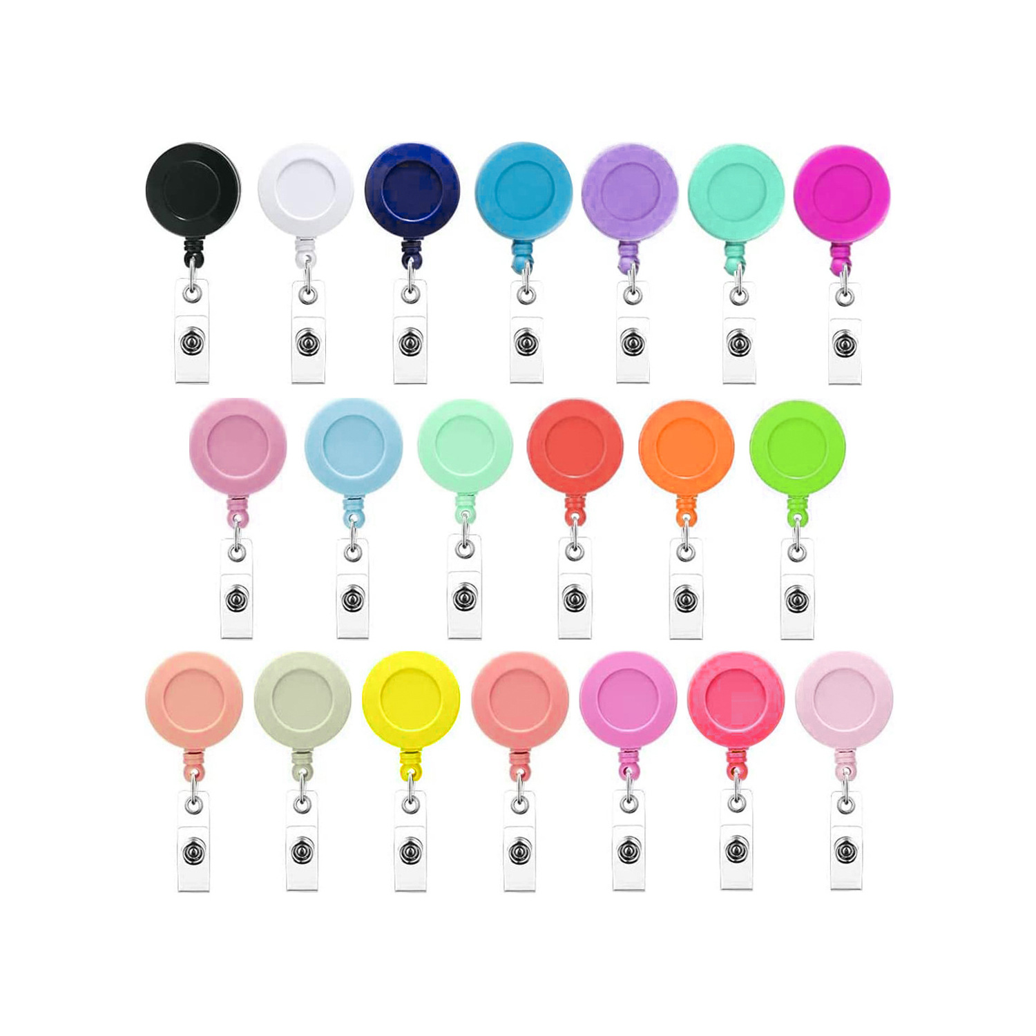 Color ABS plastic retractable rotating easy-to-pull alligator clip high rebound with transparent leather strip ID buckle